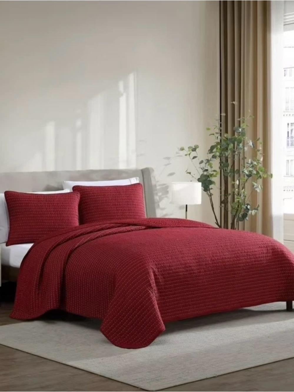 Lenox Crimson Quilted Coverlet Set